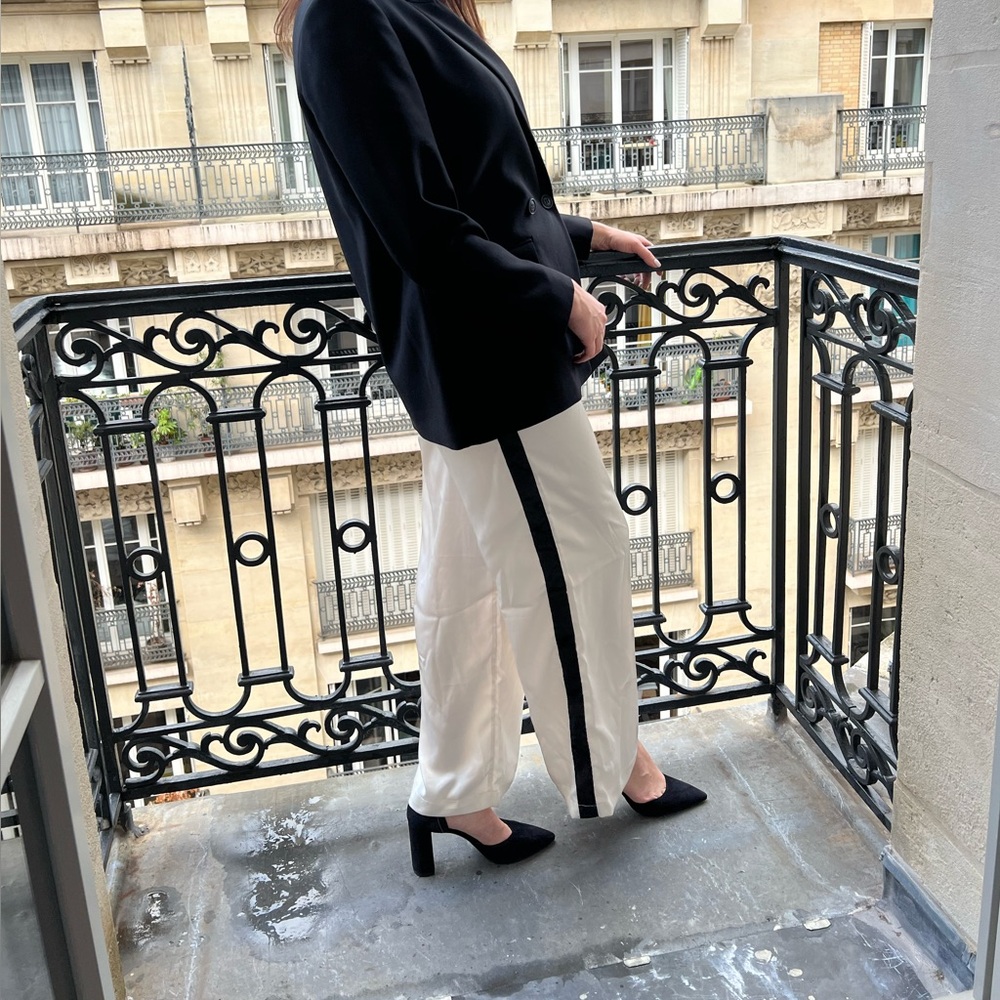 Future Collective Black and cream satin pants